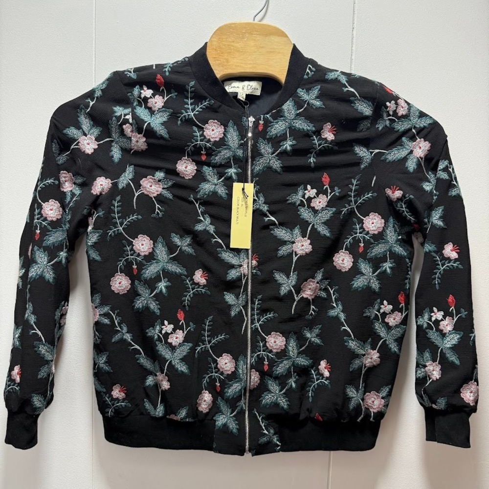 Emma‎ & Olivia Floral Embroidered Bomber Jacket Size XL NEW WITH TAG